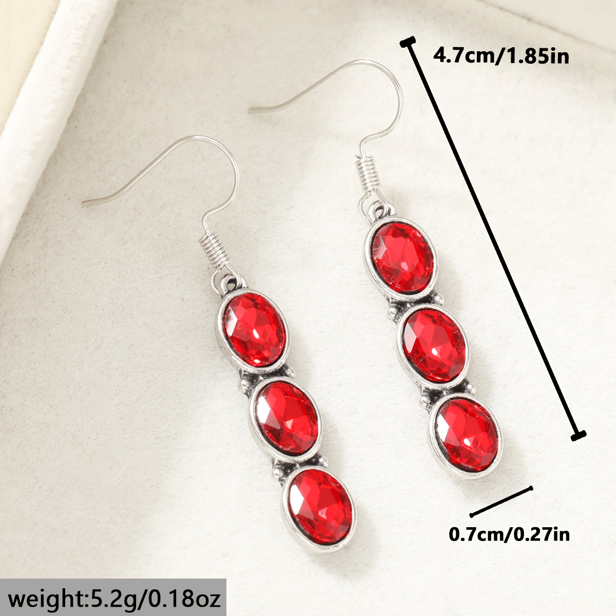 Women's Elegant Round Tassel Pendant Earrings with Red Synthetic Zirconia